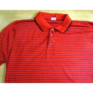 Junction West Men's Polo Shirt Orange with Black Stripes Short Sleeves Size XL